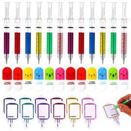 48 Pieces Fun Nurse Pens Set,12 Syringe Pens, 12 Pcs Pill Pens,24 Pcs Blood Bag Sticky Notes,Cute Ballpoint Pens Set Novelty Writing Medical Assistant Gifts​, Nursing School Supplies​ for Nurses