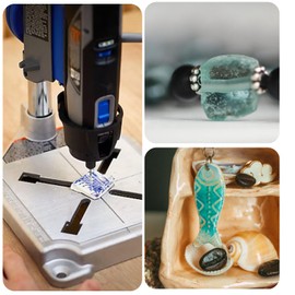 Drilax 24-Piece Diamond Drill Bit Set (1mm, 1.5mm, 2mm, 2.5mm) Compatible with Dremel Rotary Tools, Includes 4 Collets – for Stones, Sea Glass, Shells, Gemstones & Jewelry