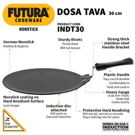 Hawkins Futura 30 cm Nonstick Induction Dosa Tava, Black (INDT30)
