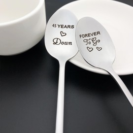45th Anniversary Spoon Gifts for Couple 45 Years Down Forever to Go Spoon Gift for Him Her Husband Wife 45 Year Wedding Anniversary Present for Mom Dad Grandma Grandpa