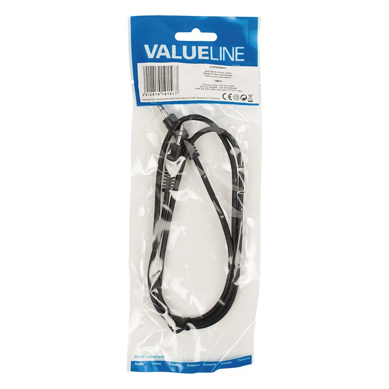 Valueline 1m 3.5mm Male to 3.5mm Male Jack Stereo Audio