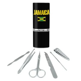 GRAPHICS & MORE Jamaica Flag Stainless Steel Manicure Pedicure Grooming Beauty Care Travel Kit