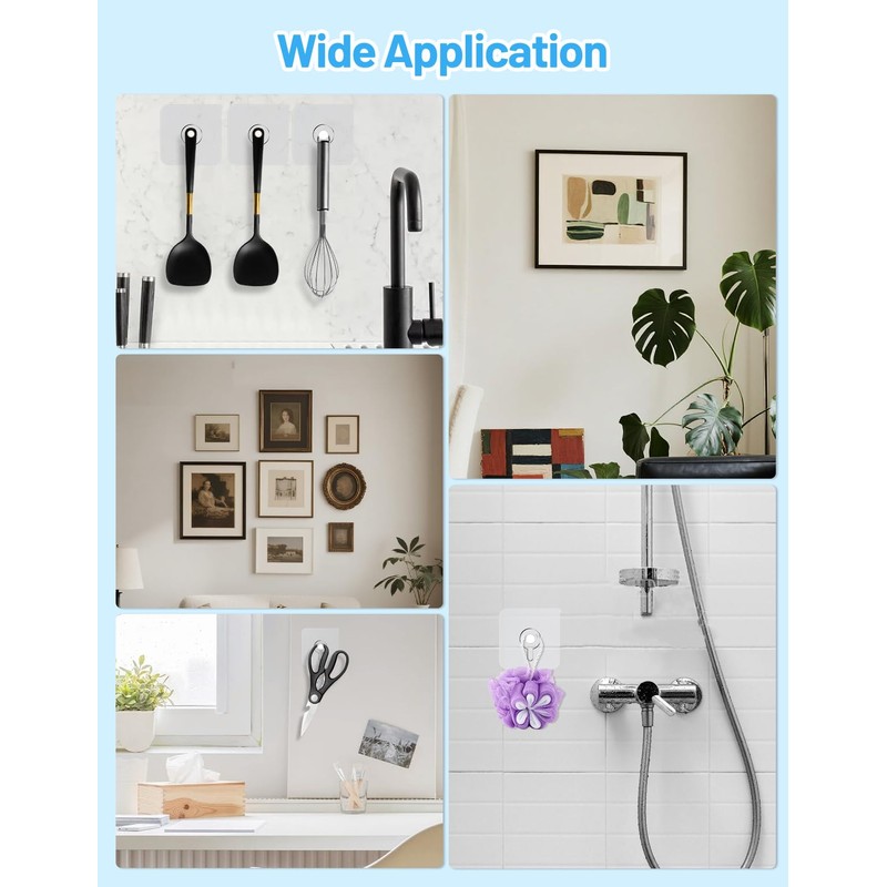 30 Pcs Adhesive Picture Hooks, 20 Ibs Load Heavy Duty