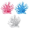 3 Pcs Aquarium Coral Reef Decor, Blue, White, Pink
