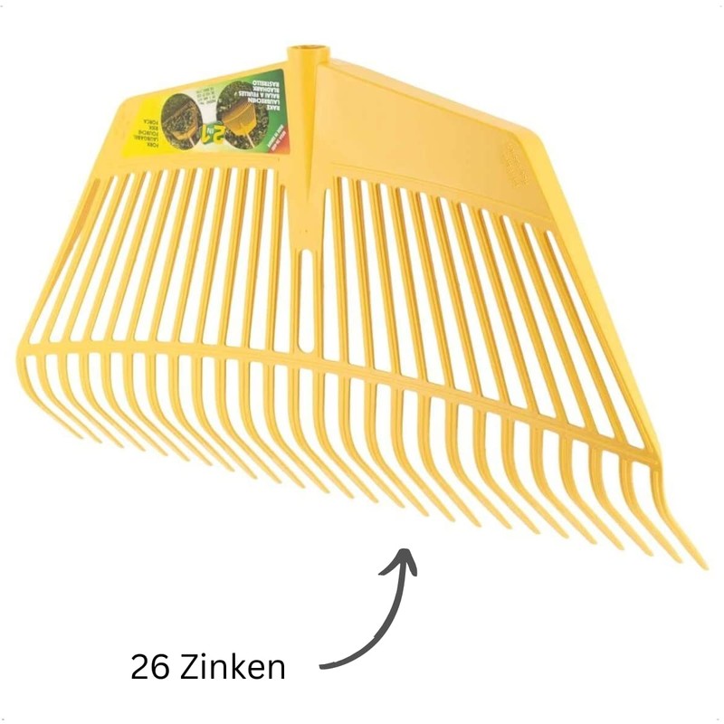 Rekord Leaf Rake (Plastic, Yellow) with 26 Prongs and 60