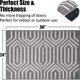 Indoor Doormat 24"x 36", Absorbent Front Back Door Mat Floor Mats, Rubber Backing Non Slip Door Mats Inside Mud Dirt Trapper Entrance Door Rug Carpet, Machine Washable Low Profile-Grey Time Cloister