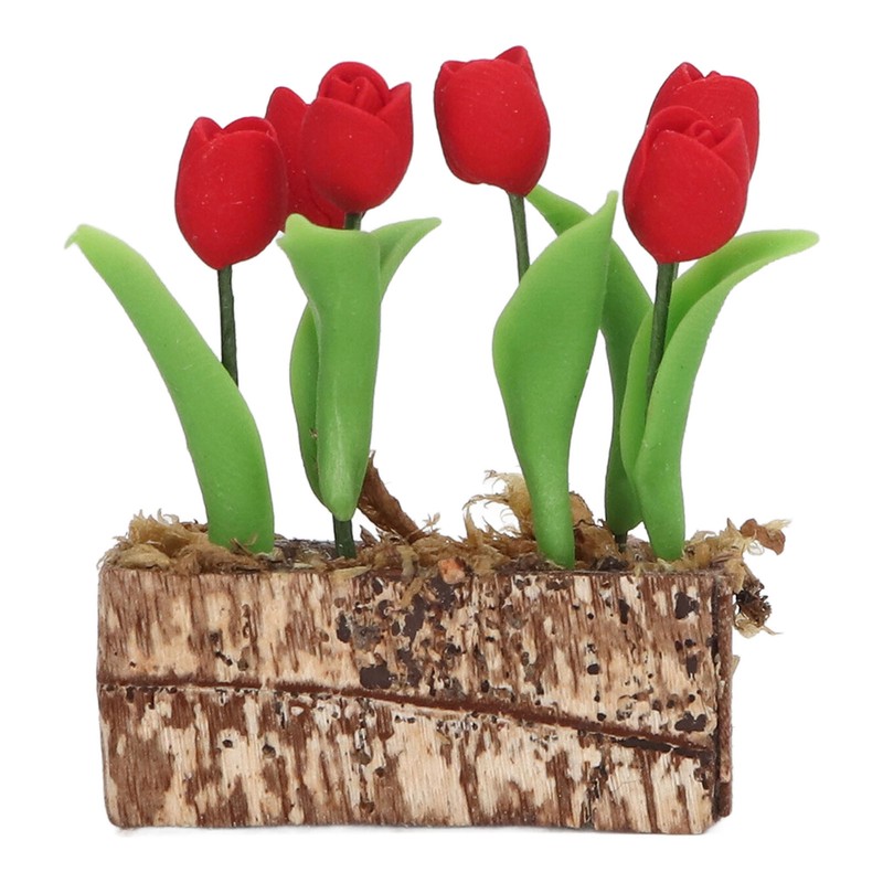Artificial Tulips Flower Ornament 1:12 Doll House Garden Decor Simulated