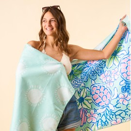 The Darling Effect Beach Towel Set Microfiber Quick Dry Towel Extra Large Sand and Water Resistant Oversized for Pool or Beach Chairs 3 Piece Set with Matching Bag and Stay Put Band