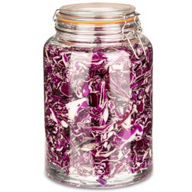 kitchentoolz Extra Wide-Mouth Gallon Glass Jar with Hinged Lids, Airtight Leakproof Glass Canning Jars, Large Glass Container Canning Jar, for Preserving, Overnight Oats - Pack of 1