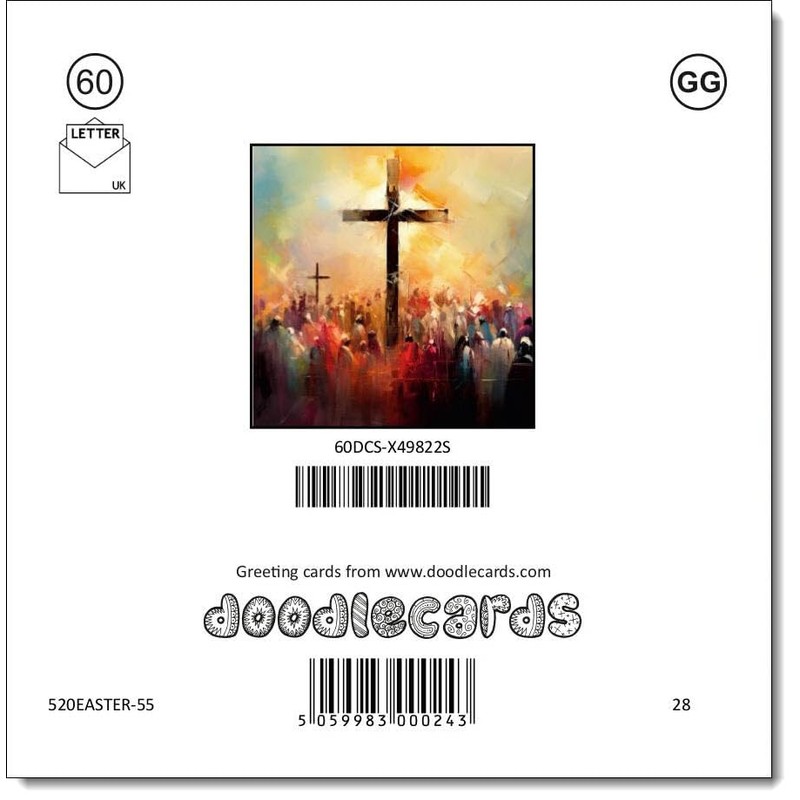 doodlecards Easter Card The Cross Painting Square Size with Plain