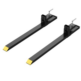 GarveeLife Pallet Forks 60" 1500 Lbs Max, Clamp On Tractor Bucket Forks With Adjustable Stabilizer Bar, Heavy Duty Front Loader Forks, Fork Attachment for Skid Steer, Loader Bucket (60" 1500LBS)