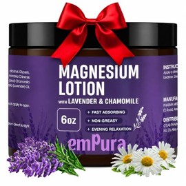 EMPURA Loción de magnesio con lavanda y manzanilla – Crema de magnesio de rápida absorción para relajación y alivio muscular, loción de piernas o pies