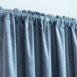 DÉCORIDEA Velvet Curtain for Room Darkening Window Curtains Panel Drapes,Thermal Insulated Velvet Blackout Window Treatment Curtain for Bedding Living Room,2 Panels (W52 X L96, Slate Blue)