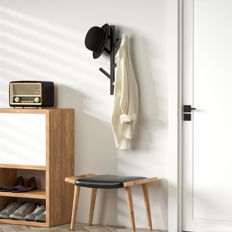 Fancial Vertical Coat Rack Wall Mounted 16" Metal Modern Wall