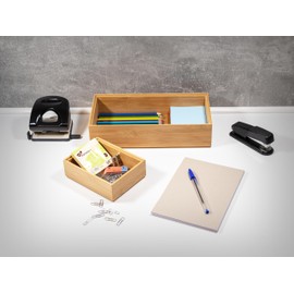 Hanseküche Bamboo Storage Boxes, Set of 2, Wooden Organiser Boxes, Boxes for Drawers, Organisational Storage, Stackable Boxes
