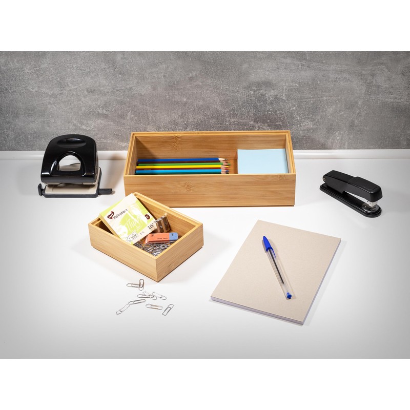 Hanseküche Bamboo Storage Boxes, Set of 2, Wooden Organiser Boxes,