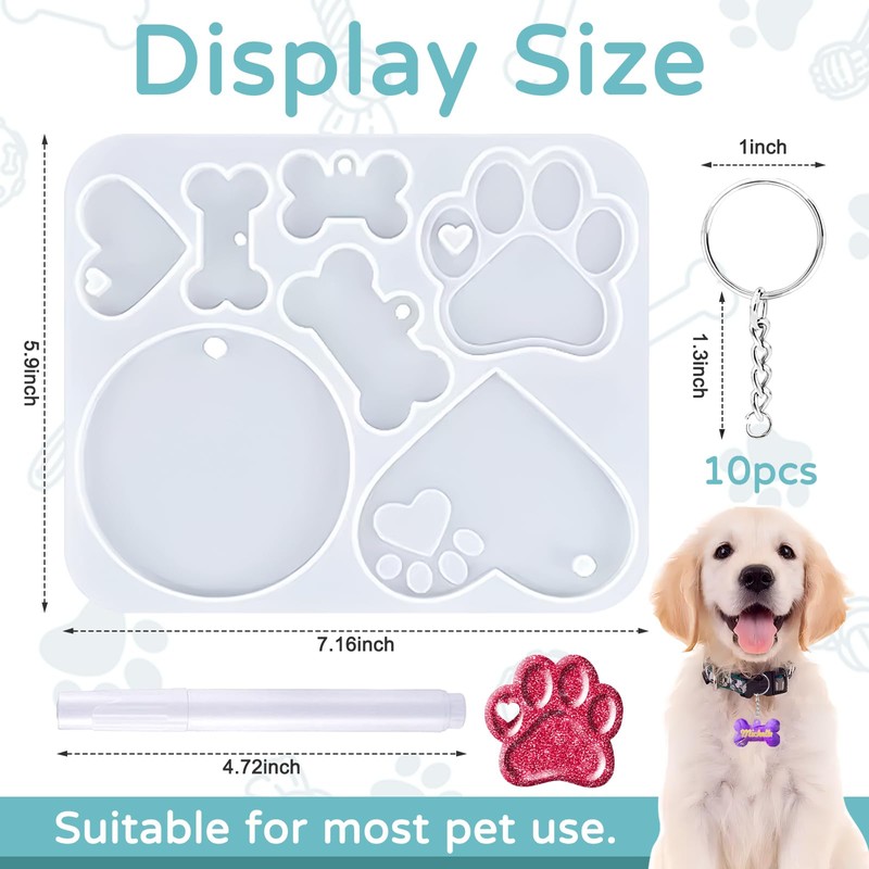 Pet Tag Resin Mold, Collar Tags Dog Bone Dog Paw