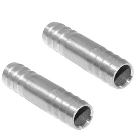 Beduan Stainless Steel 1/4" Hose Barb Splicer Mender Round Union Coupler Fitting (Pack of 2)