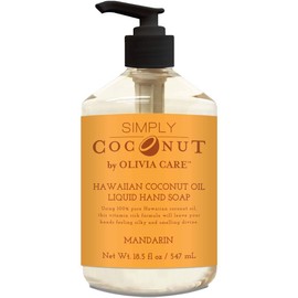 Olivia Care Liquid Hand Soap Mandarin & Coconut. All Natural- Cleansing, Germ-Fighting, Moisturizing Hand Wash for Kitchen & Bathroom - Gentle, Mild & Natural Scented - 18.5 OZ