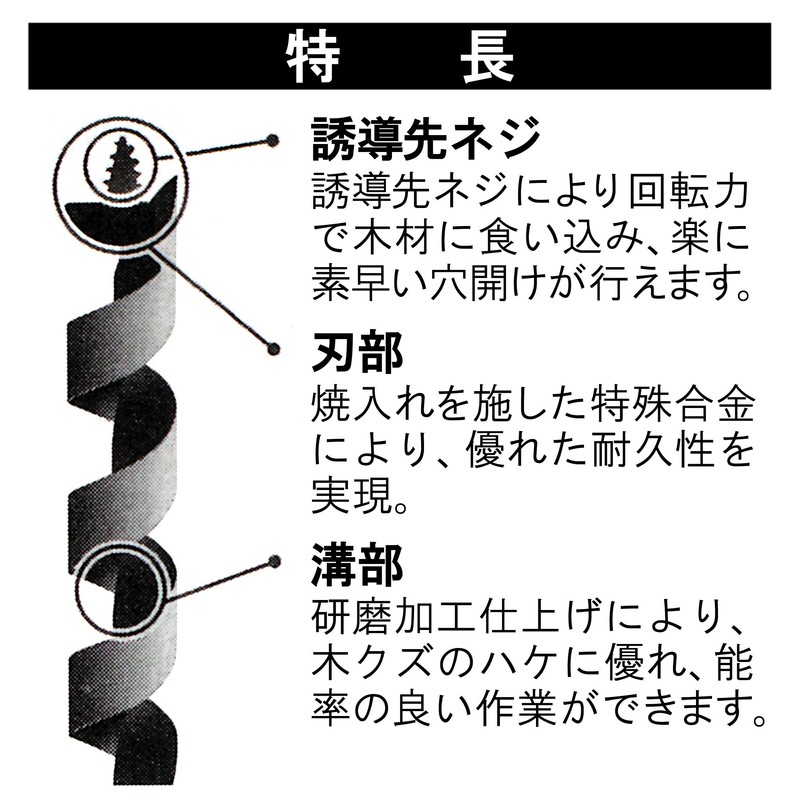 S Large Woodworking Drill Long 1.2 inches (30.0 mm)