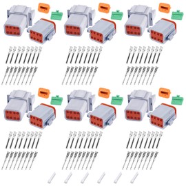 126 PCS Deutsch DT Grey 8 Pin Connectors 6 Sets, Waterproof Electrical Wire Connector Stamped Contacts Seal, Off-Road Vehicles, Construction, Agriculture, Marine, Motorcycle Wiring