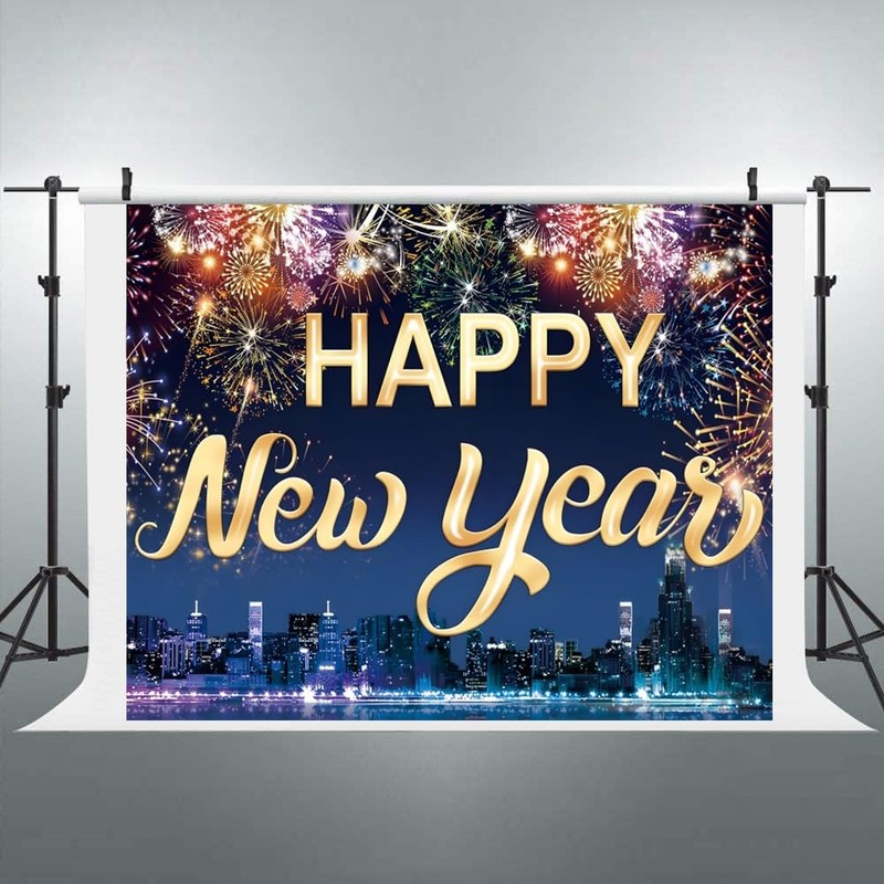 Happy New Year Backdrop 10x8ft New Years Decorations