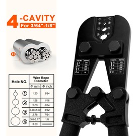 Sanuke Wire Rope Crimper Tool Kit, Swagging Tool for Copper Aluminum Oval Sleeves, Double Sleeves, Crimping Cavity 3/64" 1/16" 3/32" 1/8"