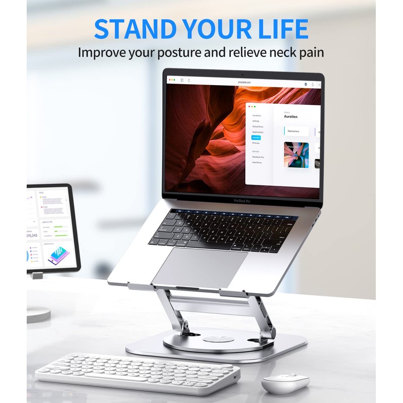 AOEVI Adjustable Laptop Stand with 360 Rotating Base, Stable Computer