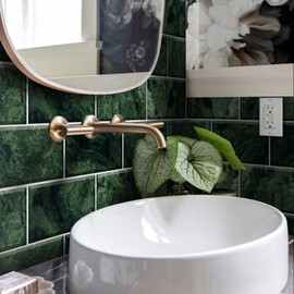 Neukids 27pcs Green Emerald Marble Tile Stickers, Peel and Stick Kitchen Splashback, Tile Transfers Sticker for Home Decor, Tile Decals for Living Room Kitchen Bathroom Laundry RV Backsplash