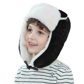 Kids Trapper Hat Bomber Hat Russian Trooper Hat Winter Faux Fur Ushanka Hat With Ear Flaps Windproof Warm Balaclava Hat Skating Skiing Cycling Cap Cossack Hat Aviator Hat For Boys Girls 3-8 Years Old