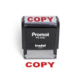 Promot Copy Self Inking Rubber Stamp - Refillable Stampers for Office - Business, Accounting, Bookkeeping, Coding, Legal, Notary, Work, Ordering, Inventory Stamps - Red Ink