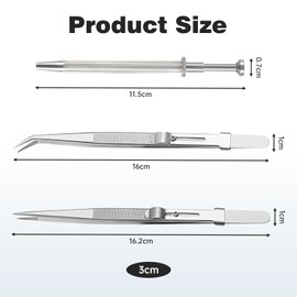 Pack of 3 Piercing Pliers, Piercing Pliers, Bead Changer, Piercing Ball Pliers, Pick Up Tool, Prong Claw Tweezers, Tip Tweezers, Curved for Stone, Diamond, Jewellery, Beads, Watches, for Gemstones