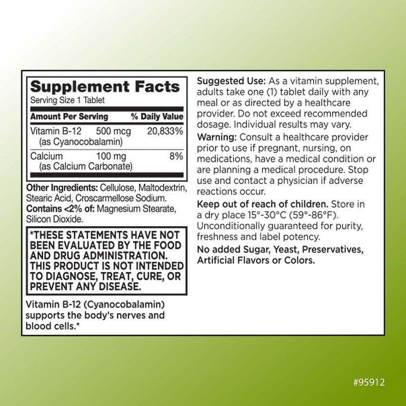 Quality Choice Vitamin B12 500 MCG, Energy, Metabolism, & Nervous