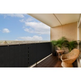 ColourTree Customized Size Black 3' x 145’ Balcony Privacy Screen, Apartment Porch Railing Patio Fence Windscreen Fabric Cloth - Commercial Grade 170 GSM - 3 Years Warranty - Cable Zip Ties Included