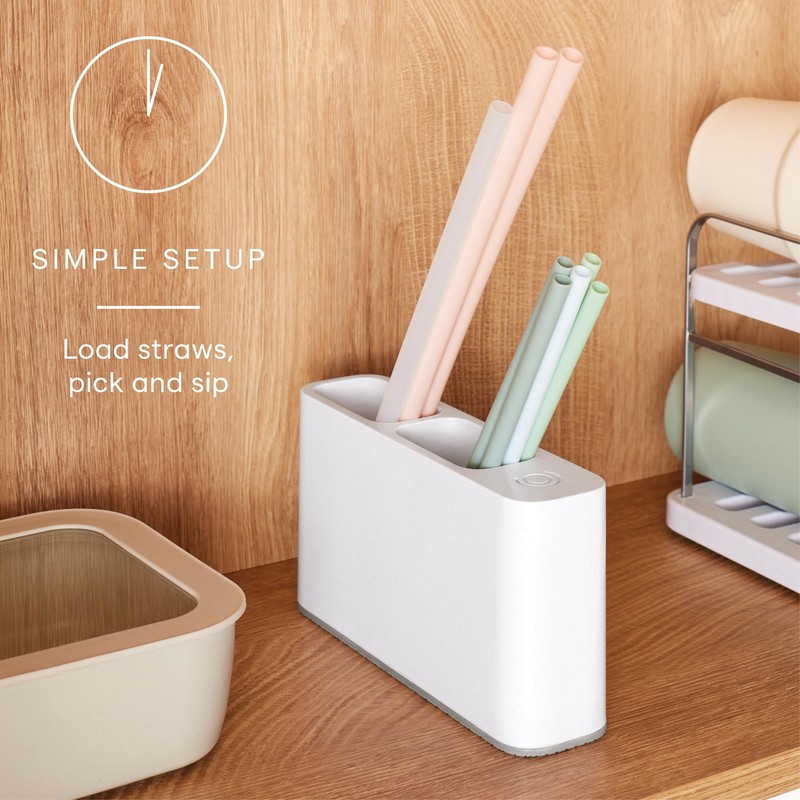 YouCopia SipStation Straw Holder, Reusable Straw Organizer for Kitchen Storage,