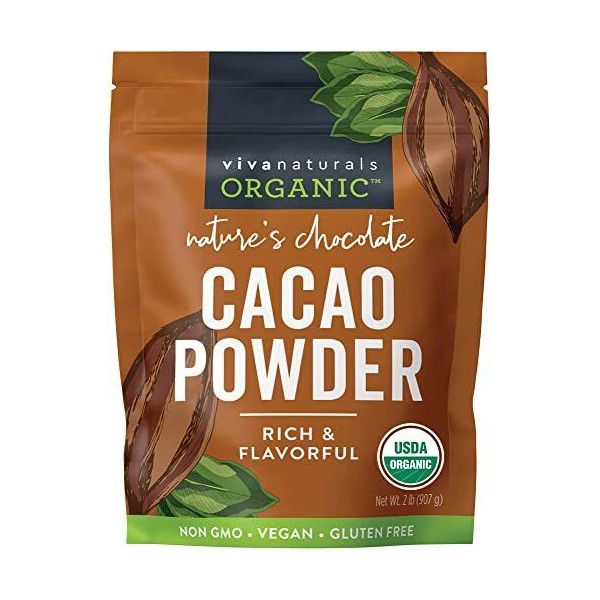 Organic Cacao Powder 2Lb - Unsweetened Cocoa Powder with Rich Dark Chocolate Fl