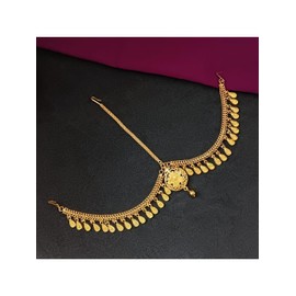 Efulgenz Gold Tone Indian Jewelry for Women Dubai Style Matha Patti Indian Gold Tone Floral Maang Tikka Indian Bridal Jewelry for Wedding Fashion Jewelry