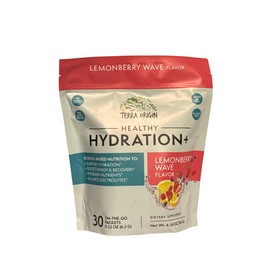 TERRA ORIGIN Healthy Hydration+ Electrolyte Hydration Packets | 30 Packets | Zero Sugar Powder Drink for Energy and Recovery | Lemonberry Wave