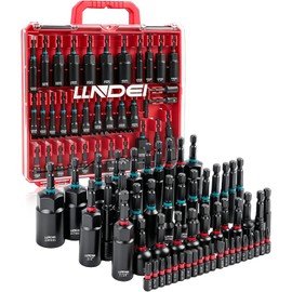LLNDEI Magnetic Impact Nut Driver Set, 55PCS 1/4 socket set with Deep Driver Bit Sets Includes Bit Extension, Pivoting & Wing Nut Setters Compatible with Impact Drills & Deep Drivers