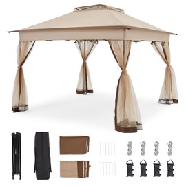 Bezeseller 11x11 Pop Up Gazebo Tent with Mosquito Netting – Quick Set Up, Water-Resistant Outdoor Canopy for Patio, Garden, Backyard, and More