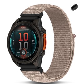 Koazon Nylon Quick Fit Watchband Compatible with Garmin Fenix 8 47mm/Forerunner 965/970/Instinct 1/2/3 45mm Solar,22mm Soft Hook and Loop Adjustable Sport Strap for Fenix 7 Pro/7/6 Pro/6/5 plus