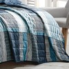 ESCA 3-Piece Bruis Plaid Blue Bedspread Set Queen Size Checker