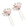 LALAFINA Crylic Flower Leaves Hair Stick 2pcs Retro Hair Chopstick