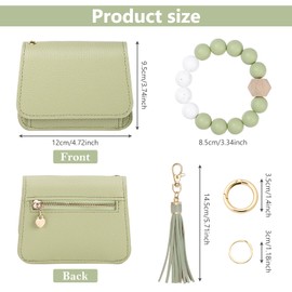 Narsikar Wristlet Wallets for Women, Keychain Wallet RFID Wristlet Wallets Small Wallets with Silicone Beaded Bracelet Keychain (Green)