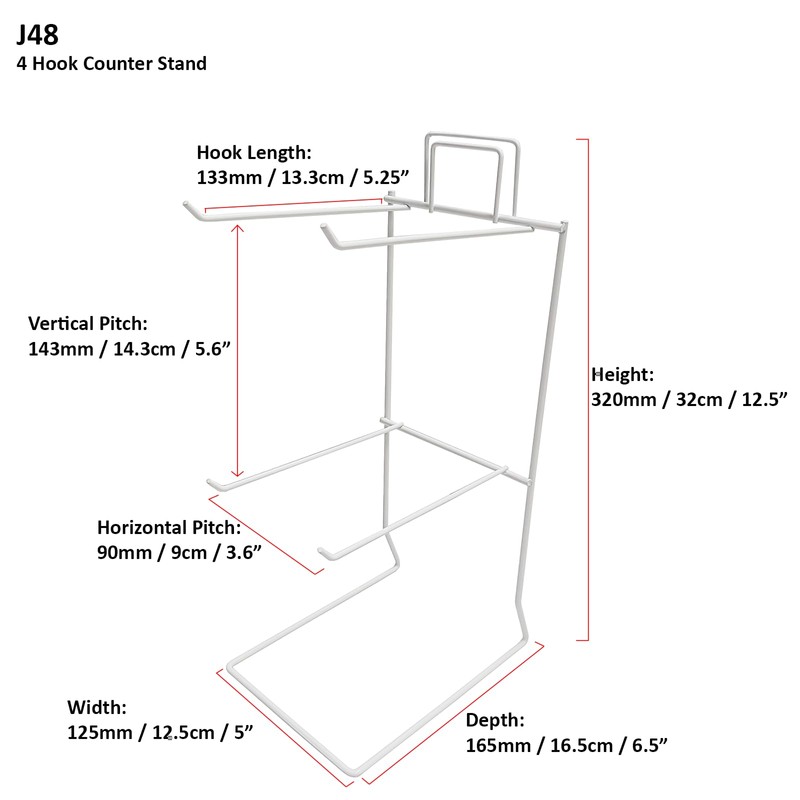 Counter Hook Stand - 4 Fixed Hooks - POS Shop