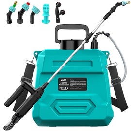 2 Gallon Battery Powered Garden Sprayer, 7.4V Powerful Electric Backpack Sprayer, Weed Yard Lawn Sprayer with 5 Mist Nozzles & Retractable Wand & Adjustable Strap for Lawn, Garden, Yard