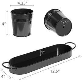 MoFarbe Herb Pots for Kitchen & Windowsill | Kitchen Herb Garden | Indoor Herb Planter | Includes Drain Hole | Flower Pots Garden Pots for Basil, Mint, Parsley and More (Black)