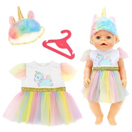 Ruikdly Doll Clothes 36-45 cm, Unicorn Doll Clothes, 18 Inch Dress with Dresses, Hangers, Hats, Gift for Children, Girls, Boys