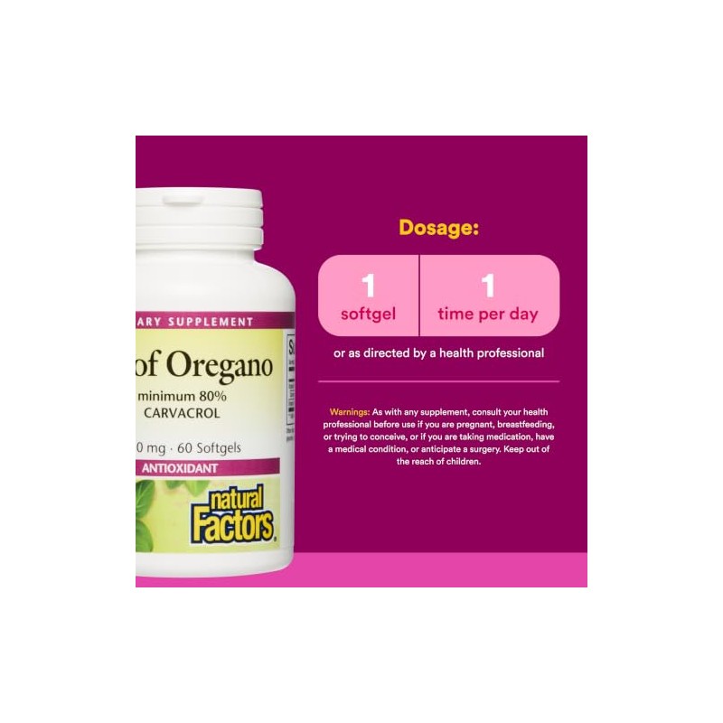 Organic Oil Of Oregano, 180 mg, 60 Softgels by Natural