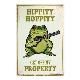 Letrero de rana divertido para decoración de puerta de recámara, rana clásico, letreros de metal, hippity Hoppity Get Off My Property, señal de advertencia de rana, regalo de rana, ranas, decoración